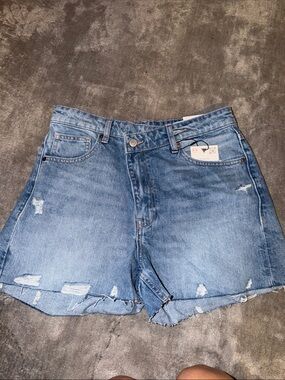 Zara Light Blue Distressed Denim Shorts